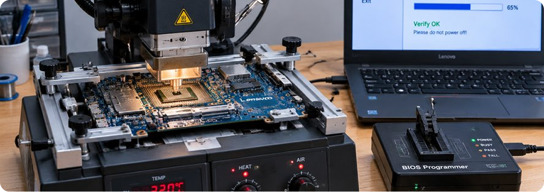Пайка BGA-чипа ноутбука Lenovo на ИК-станции