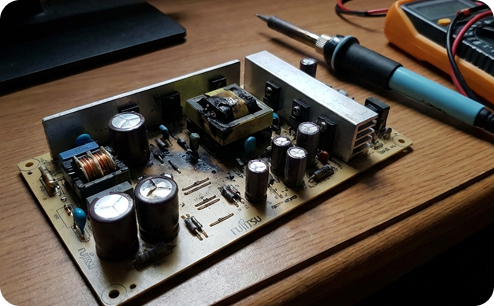 Ремонт блока питания монитора Fujitsu. До ремонта.